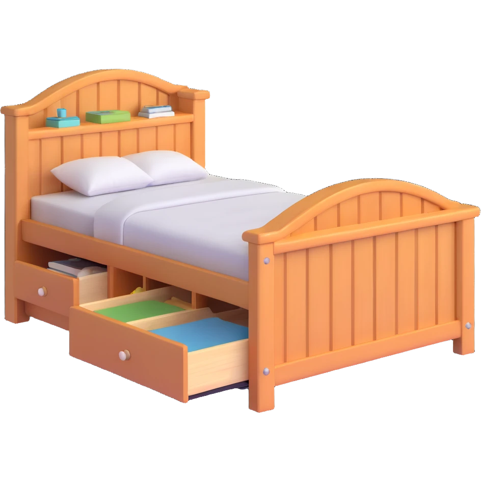 cozy wood cabin bed with storage emoji