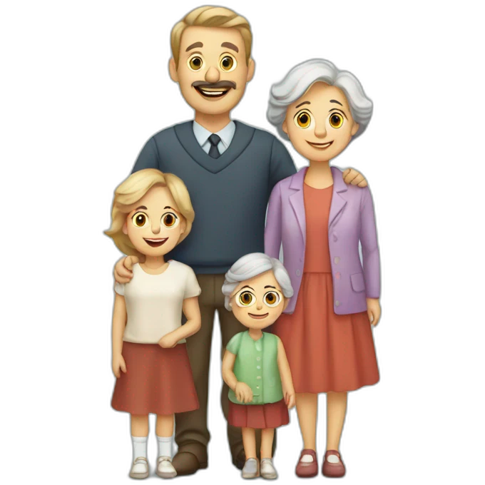 danish family with mom, dad, kid and grandma emoji