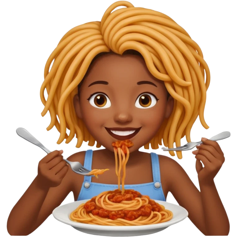 Black girl eating spaghetti emoji