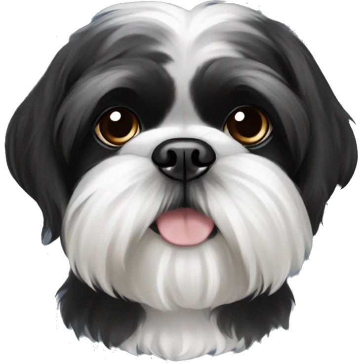 Black shih tzu with white snout and white eyebrows emoji