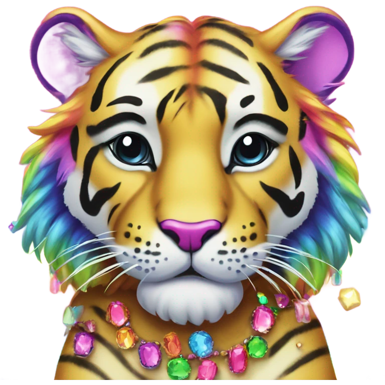 Lisa frank rainbow tiger with jewels on stripes emoji