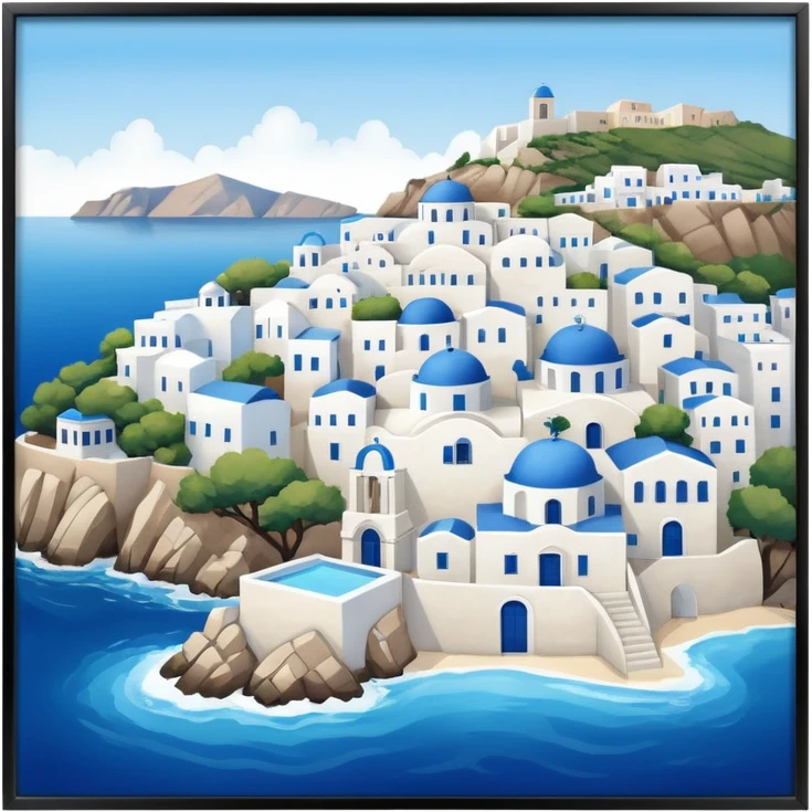 a greek island seen from the sea emoji