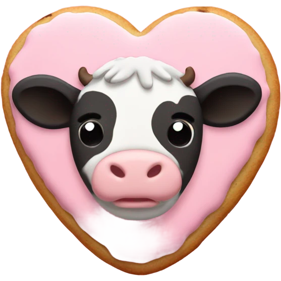 Cookie heart with cow emoji