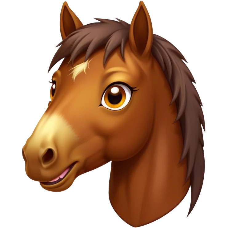 Cinematic Comical Bay Horse Portrait Emoji, Head tilted dramatically with an exaggeratedly amused expression, featuring a striking bay fur with a glossy finish and bold accents, wide, expressive amber eyes filled with playful disbelief, Simplified yet hilariously expressive features, highly detailed, glowing with a slightly sassy glow, high shine, dramatic yet playful, stylized with an air of cheeky mischief, bright and endearing, soft glowing outline, capturing the essence of a spirited and over-the-top horse, so meme-worthy it feels like it could side-eye its way into internet fame instantly! emoji