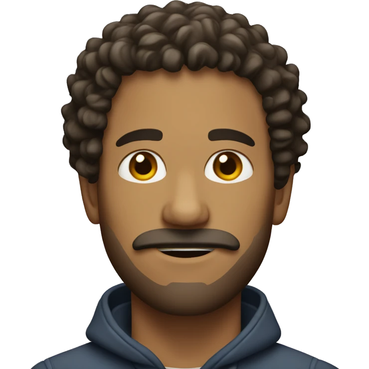 Guy with facial hair and curly hair emoji