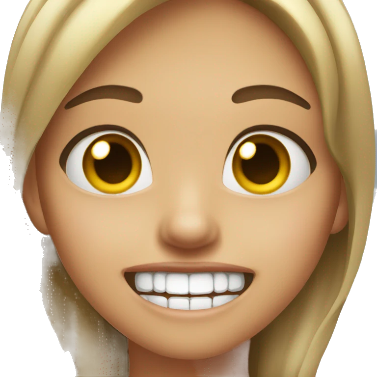 Pretty girl biting her finger smiling looking mysterious emoji