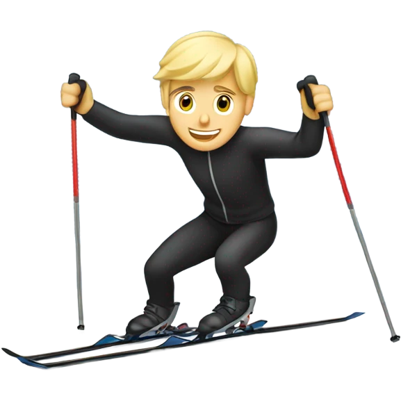 Blond guy on cross country skiing with Black cap emoji