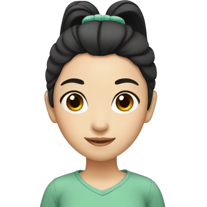asian girl with black hair in a ponytail emoji