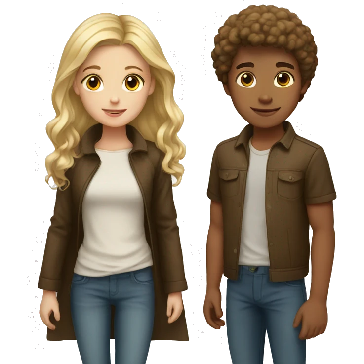 boy with blonde hair with girl with brown hair emoji