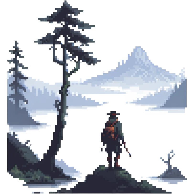 silhouette of wanderer in foggy landscape emoji