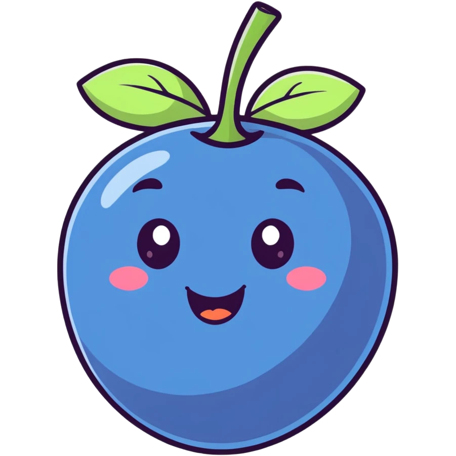 BlueBerry with a smile face family behind it emoji