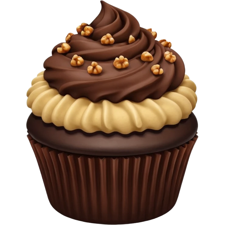 Chocolate dipped cupcake with hazelnut crumble emoji
