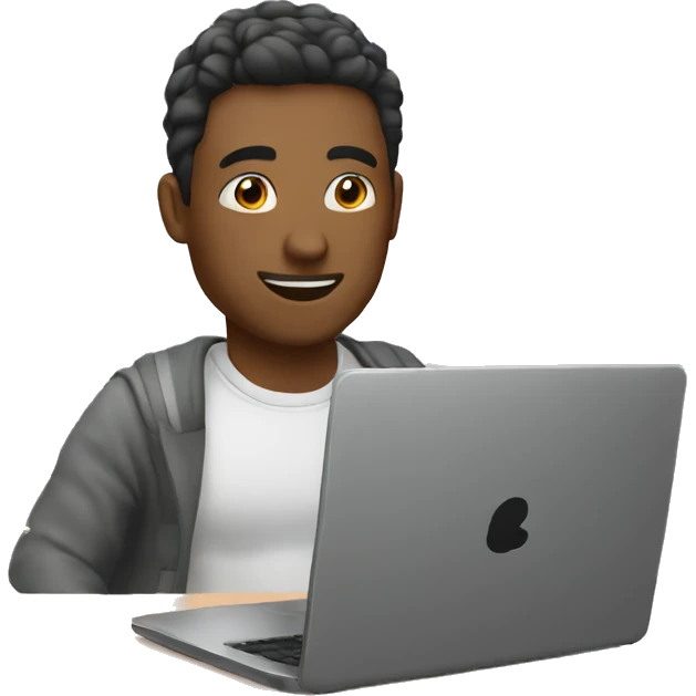 man sitting in front of laptop and we can see his screen emoji