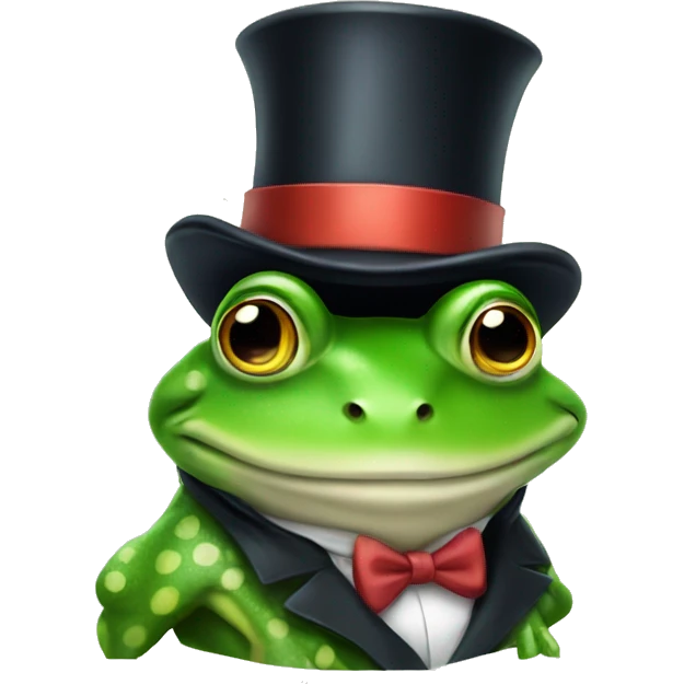 A super cool frog wearing a top hat emoji