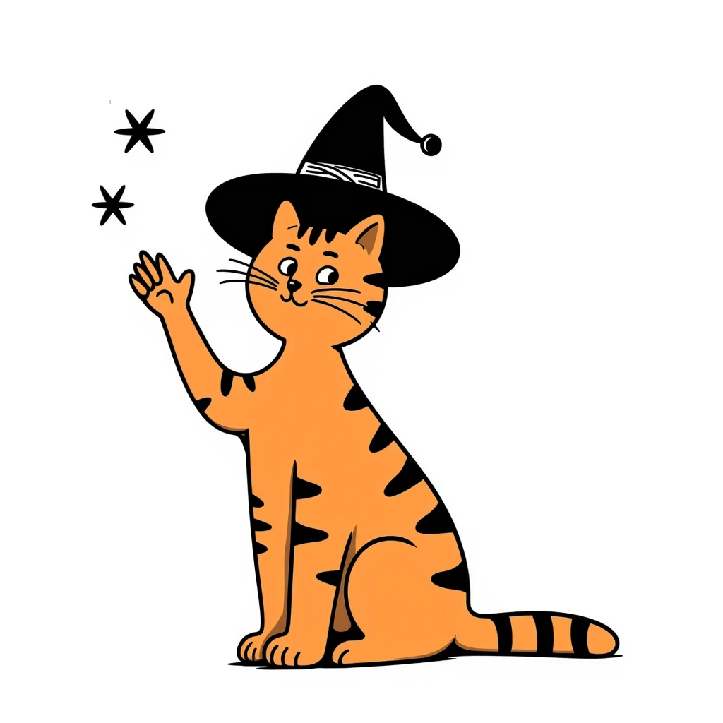 orange cat casting a magic spell with paw raised emoji