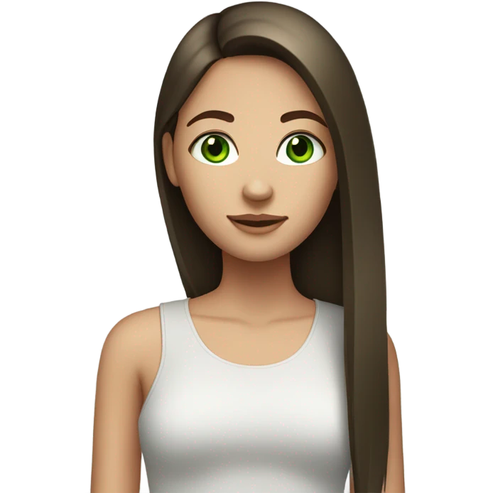 brunette teenage girl wirh straight hair and green eyes emoji