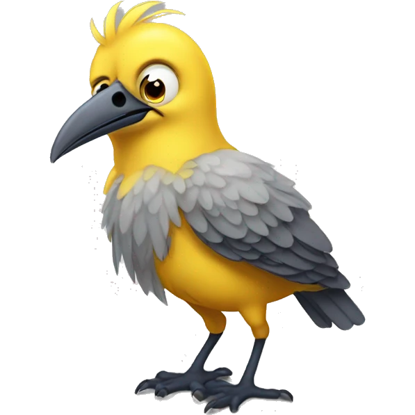 generate a derpy looking bird that is a small version of big bird, looks cute but foolish emoji