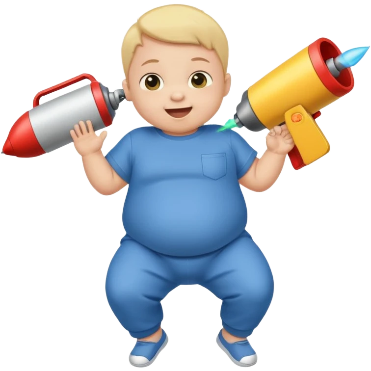 A baby being launched out of a t-shirt launcher emoji