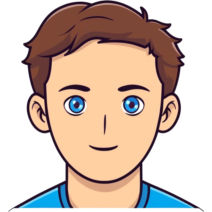 Brown hair blue eyed white guy emoji