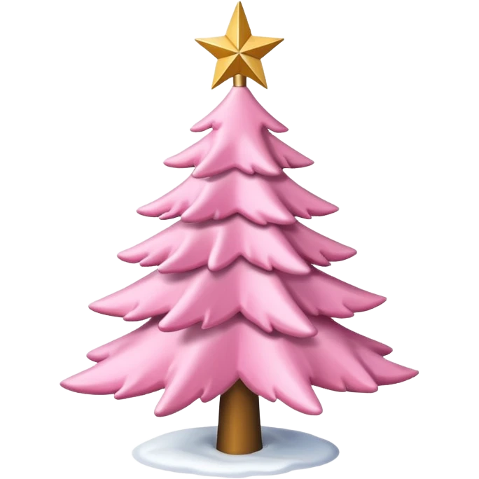 Pink Christmas tree with snow on the branches and a gold star on top no baubles  emoji