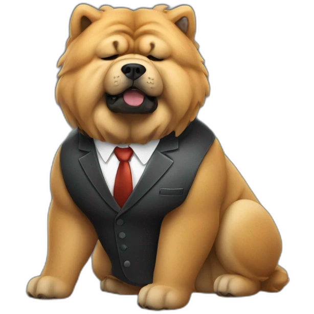 Smoking Chow chow wearing suite emoji