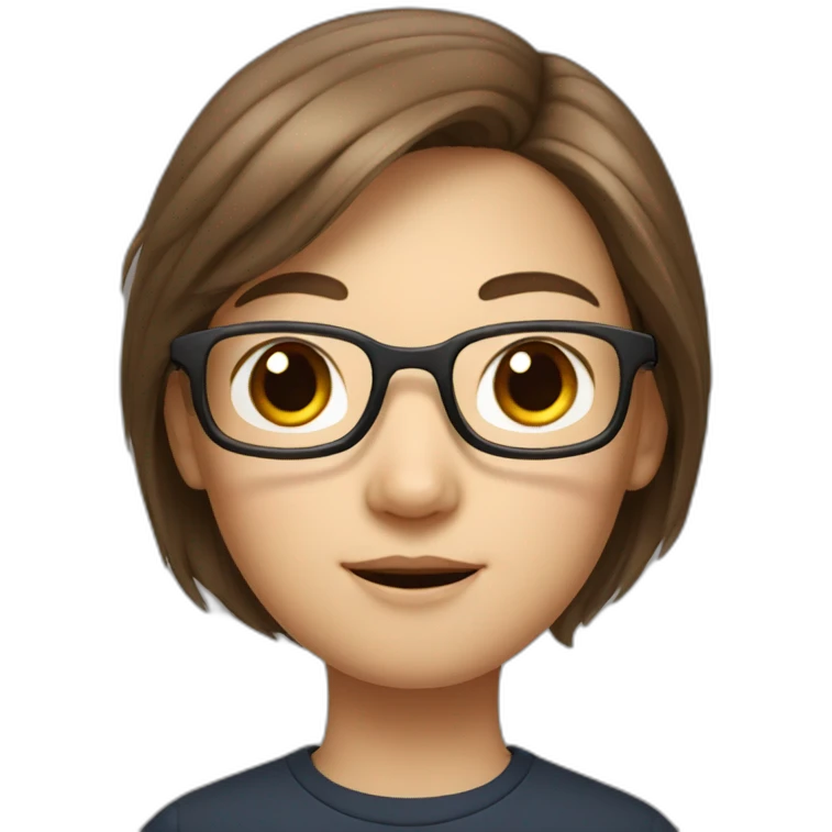 Tim cook with a brown hair Korean girl with eyeglasses emoji
