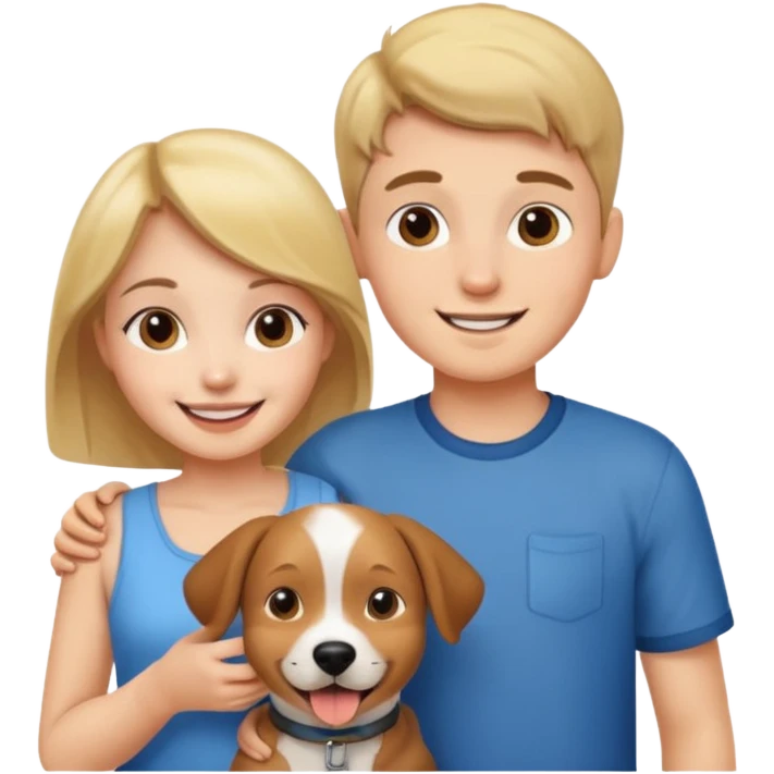 Girl and boy with a dog emoji