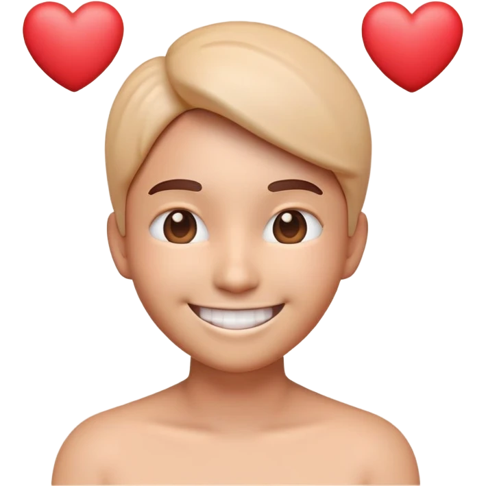 3D emoji of a smiling user with heart emojis around, soft gradient background, takeeasy brand colors emoji