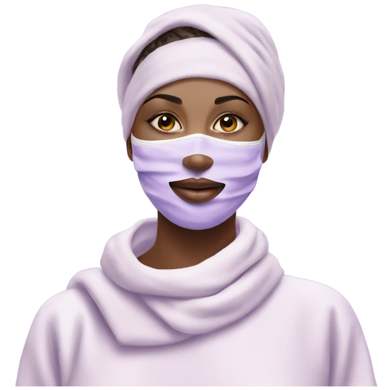 Lady with pastel Purple face mask spa beauty full face relaxing emoji