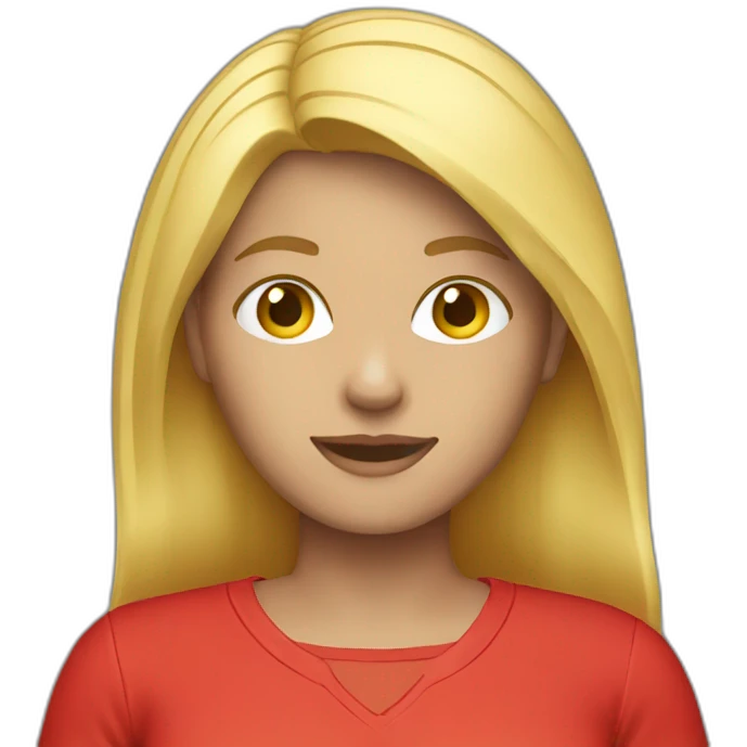 blonde woman casual clothing red shirt emoji