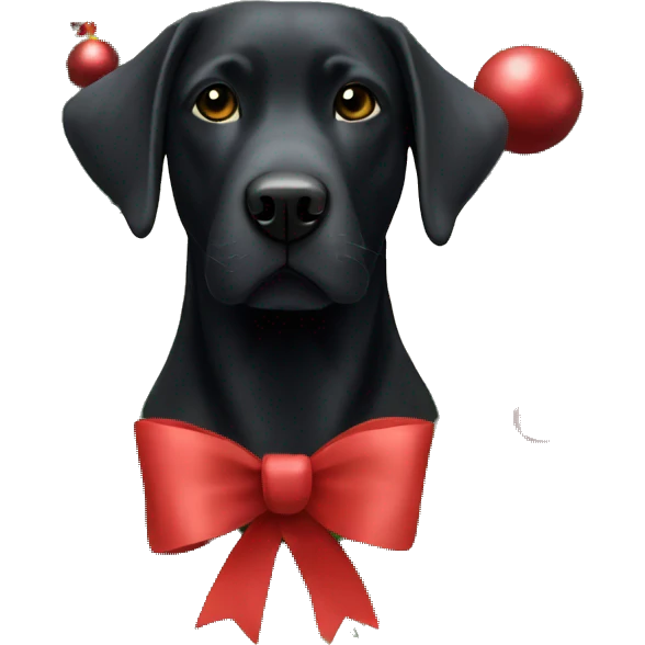 Black lab in a Christmas wreath emoji
