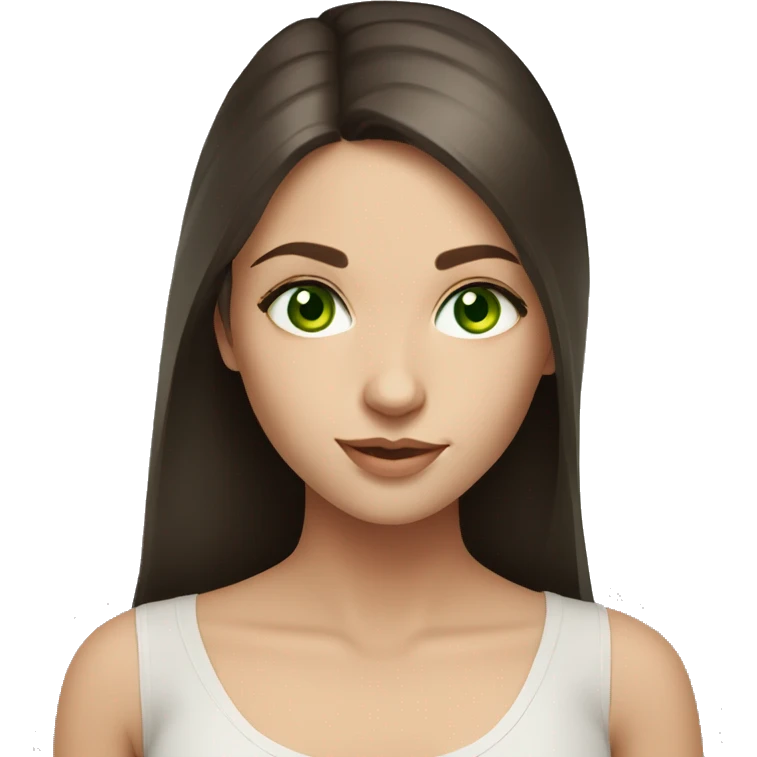 Beautiful Russian girl green eyes straight very long dark brown hair  emoji