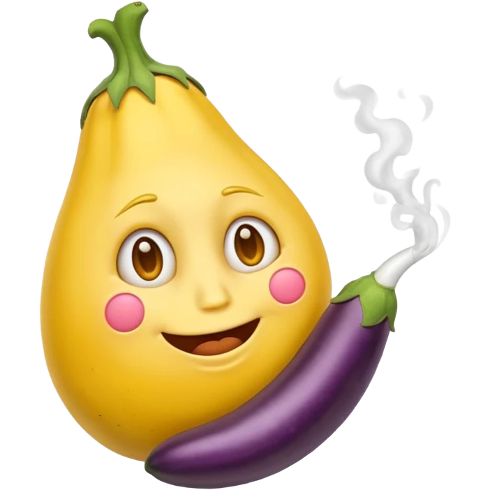Yellow emoji smoking an eggplant emoji