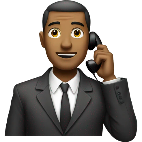 man with dollar signs calling with his telephone emoji