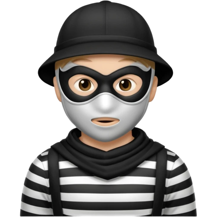 burglar with mask and black white clothes emoji
