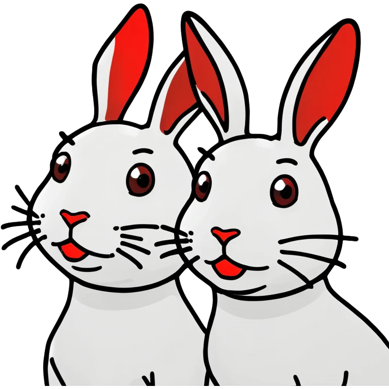 bunnies wearing red lipstick emoji