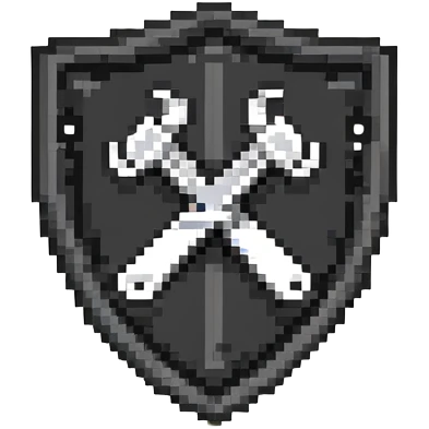 Shield with wrench and ban hammer crossed, classic moderator emblem emoji