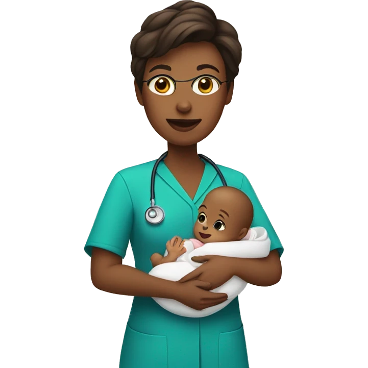 Female doctor holding a baby emoji