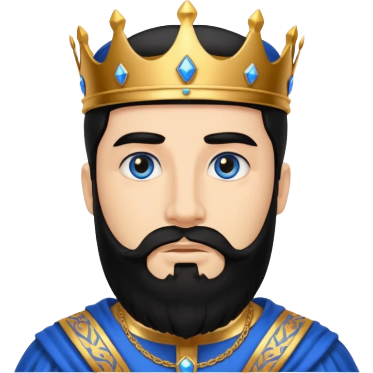 King Solomon with black hair and beard, blue eyes emoji
