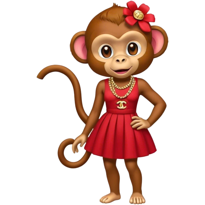 red monkey wearing a chanel dress emoji