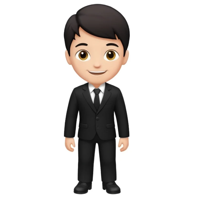Maktab yonida kulib turgan qora kostyum shim kiygan bola rasmini chiqarib ber emoji