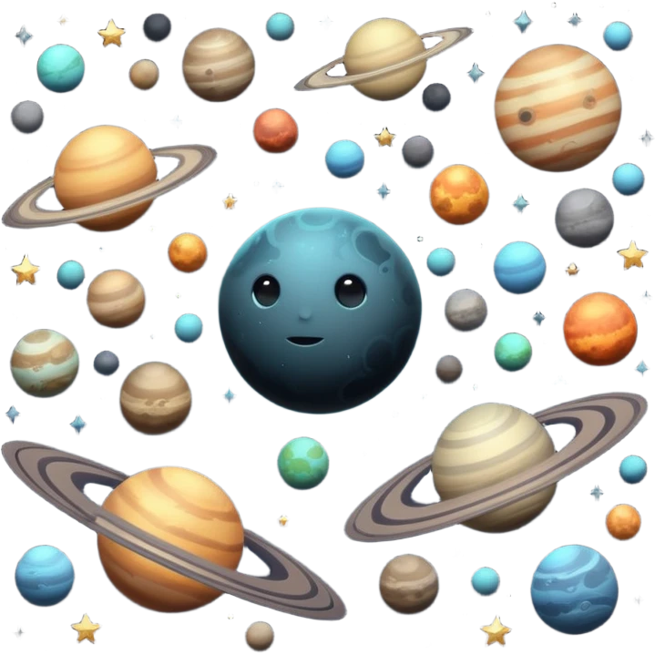 image of deep space, with planets, stars an a galaxy, in a distopian future. emoji