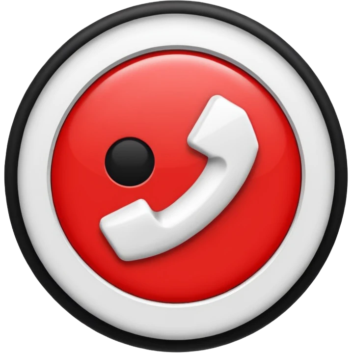 Red circle with a white circle inside and inside the white circle is a black circle emoji