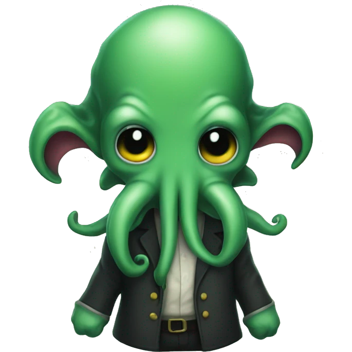 Cthulhu but really cute and exited emoji