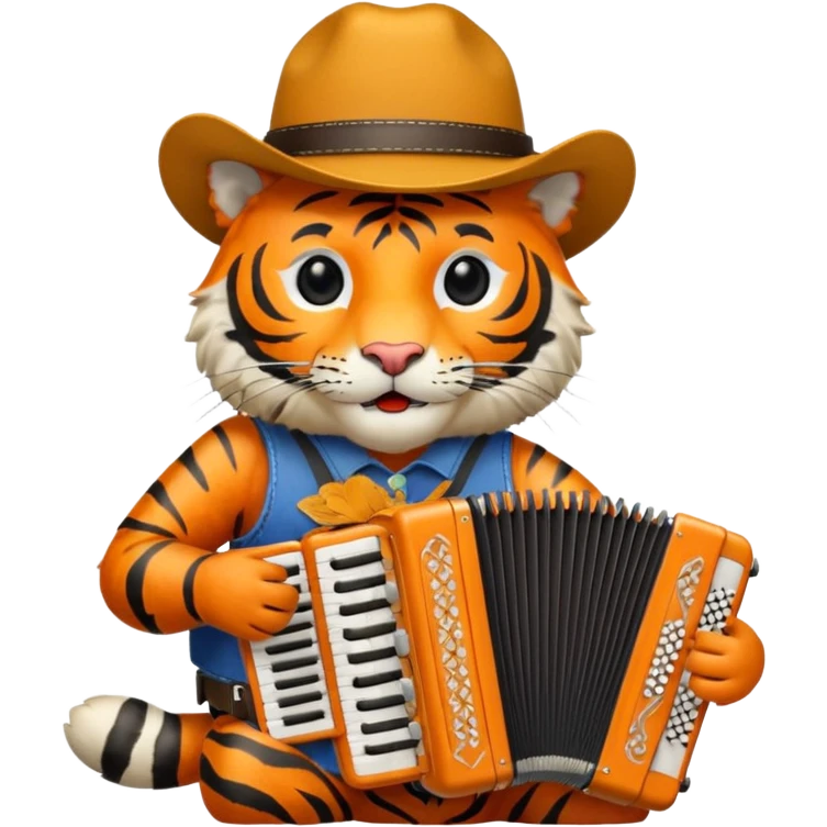 Tiger with cowboy hat playing accordion  emoji
