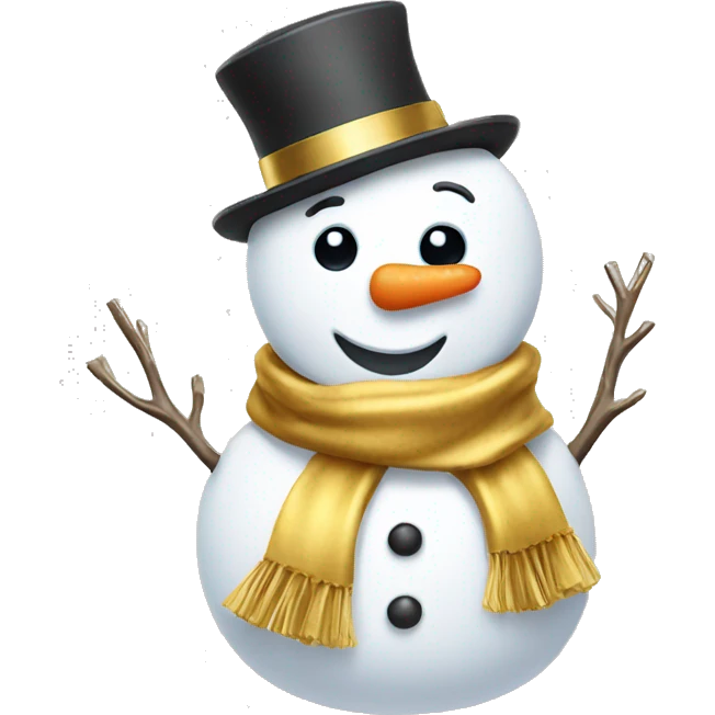 A cute snowman with golden accessories emoji