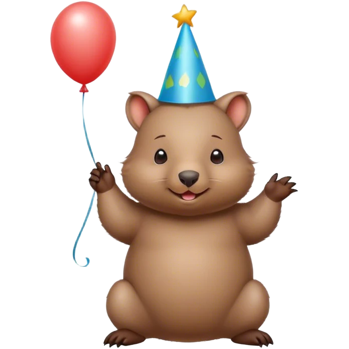 cute wombat with a balloon hat emoji