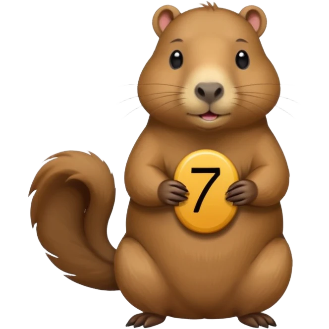 Capybara holding the numbers 6 and 7 in hands emoji