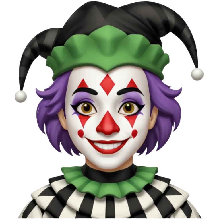 make a black and white jester with white makeup emoji