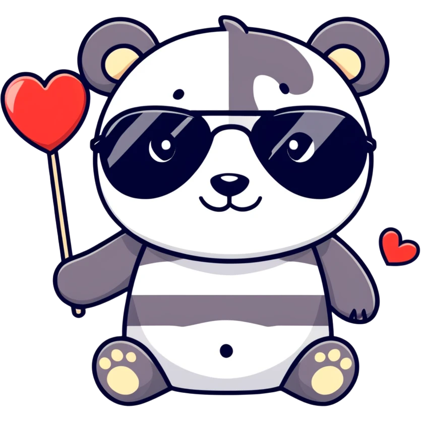 panda with hart sunglasses and a bestie  emoji